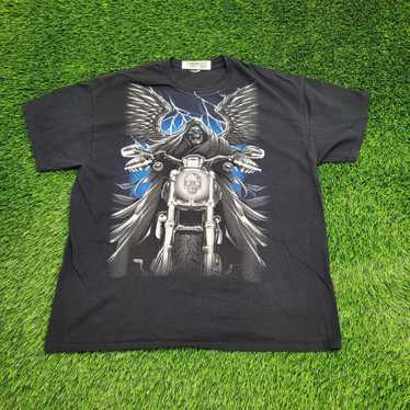 Other Vintage Biker Skull Shirt XL 23x27 Black Y2K - image 1