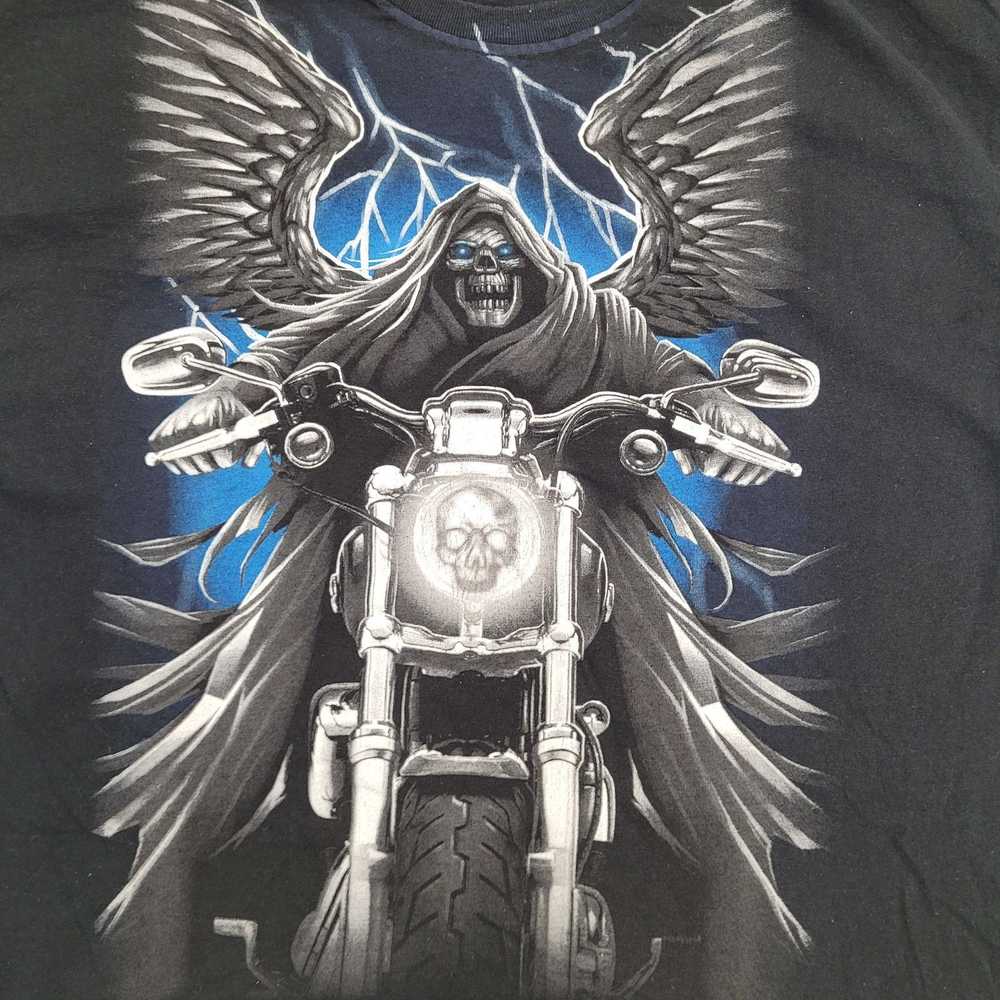 Other Vintage Biker Skull Shirt XL 23x27 Black Y2K - image 2