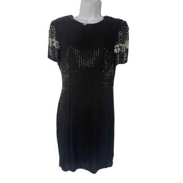 100% SILK Vintage Flapper Sequin Beaded 60's dres… - image 1