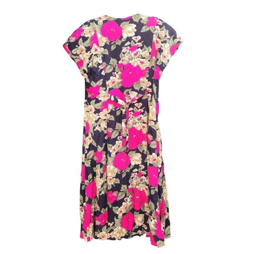 Vintage Black Pink Floral Flutter Short Sleeve Sc… - image 3