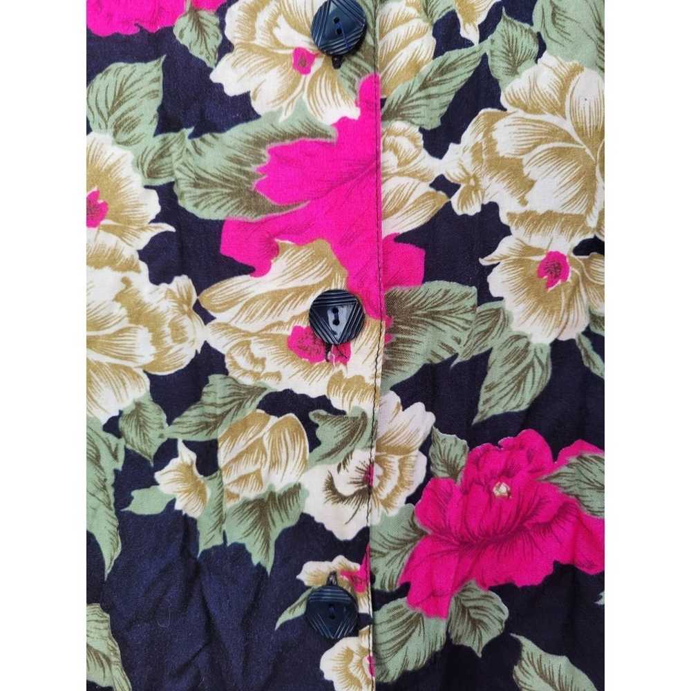 Vintage Black Pink Floral Flutter Short Sleeve Sc… - image 4