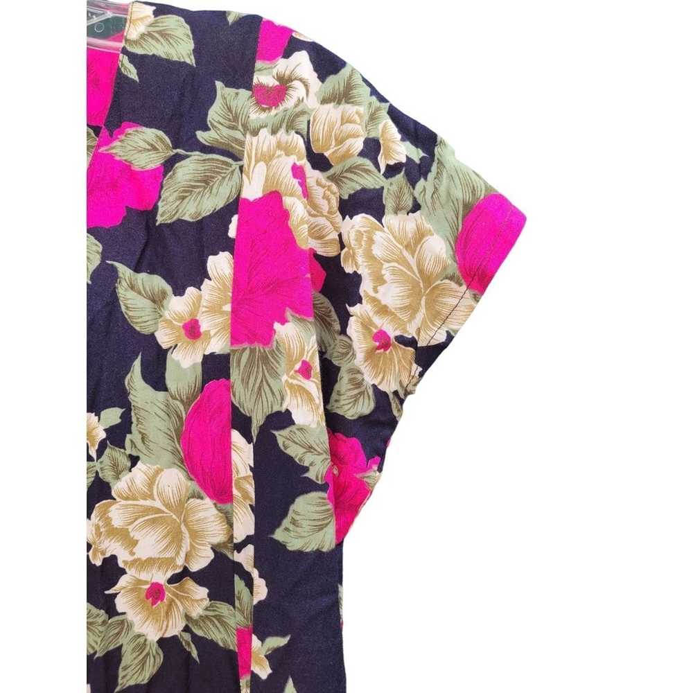 Vintage Black Pink Floral Flutter Short Sleeve Sc… - image 6