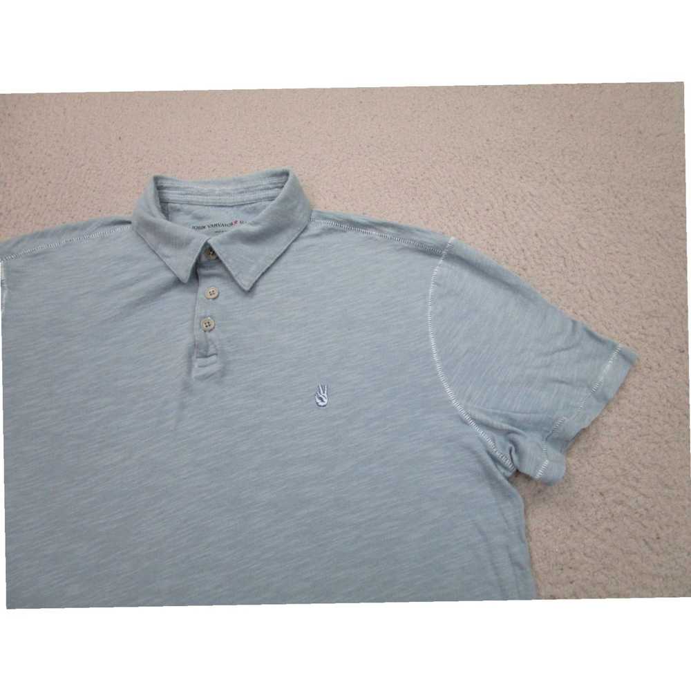 John Varvatos Mens Blue Light Polo Shirt with Pea… - image 2