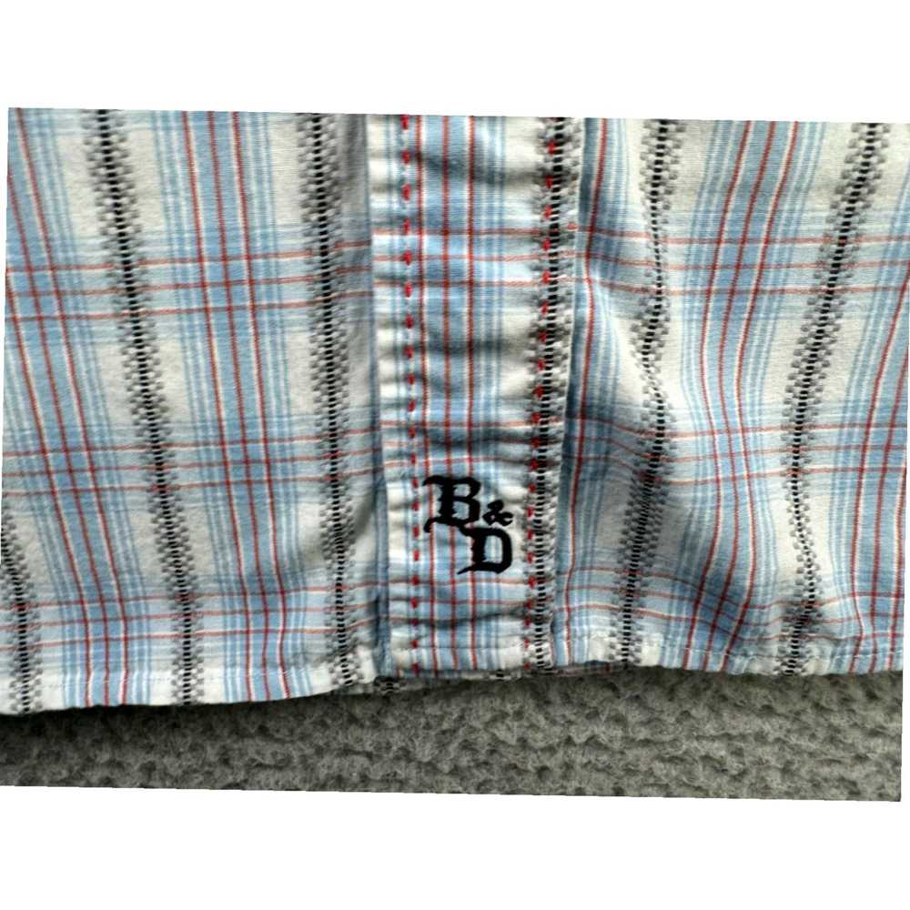 Brooks Mens XL Blue Plaid Western Pearl Snap Rode… - image 7