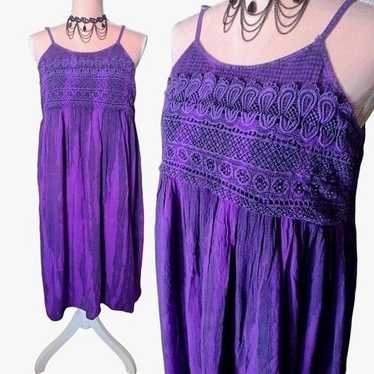 Vintage Purple Tie Dye Crochet Top Sleeveless Ray… - image 1