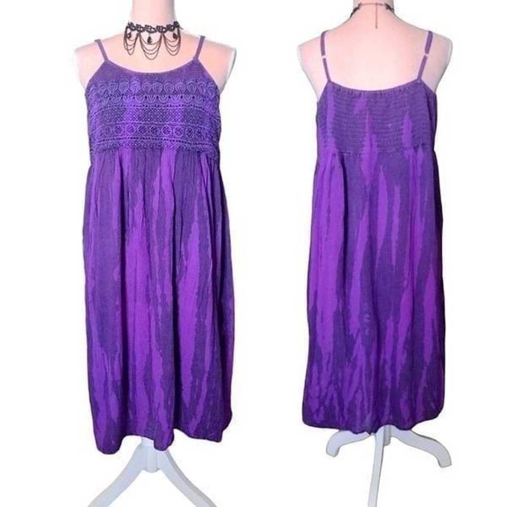 Vintage Purple Tie Dye Crochet Top Sleeveless Ray… - image 3