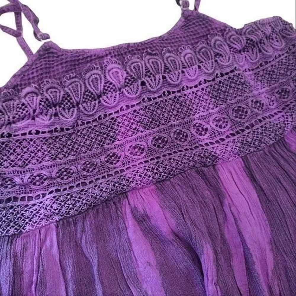 Vintage Purple Tie Dye Crochet Top Sleeveless Ray… - image 4