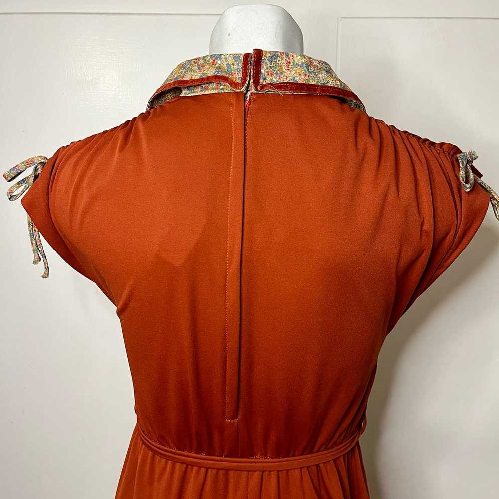 Vintage 70s Peggy Barker Rust Orange Short Sleeve… - image 6