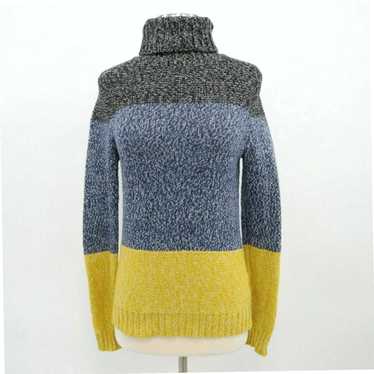 Boden Turtleneck Chunky Knit Blue Yellow Black Wo… - image 1