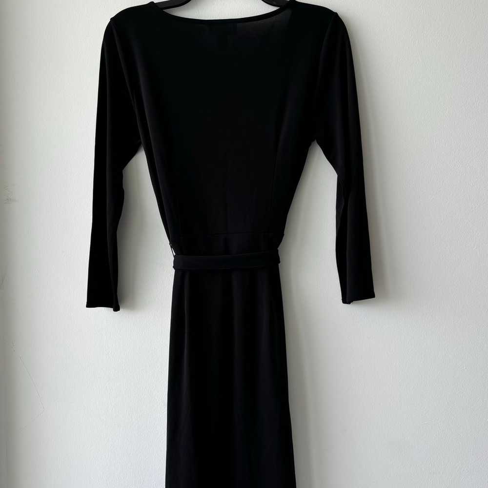 Vintage Ann Taylor LOFT V Neck Dress Belted Black… - image 2