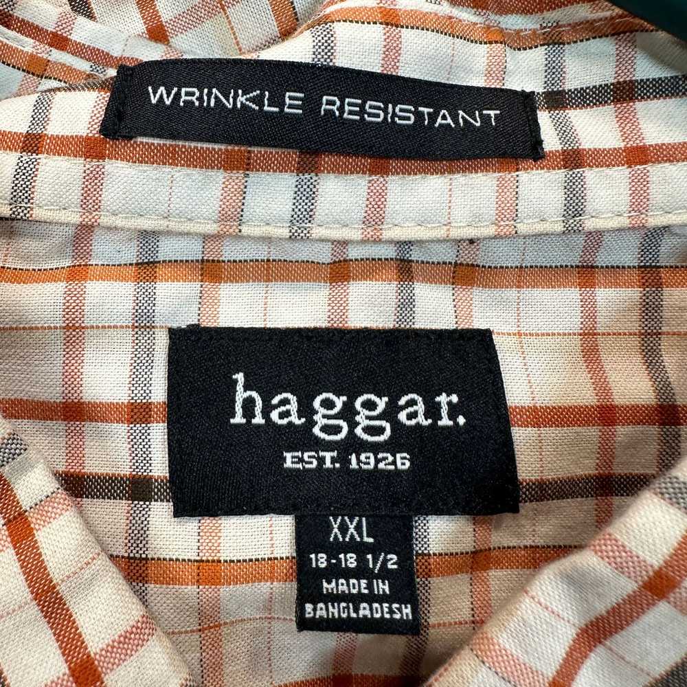 Haggar Haggar Men's XXL Orange White Plaid Button… - image 3