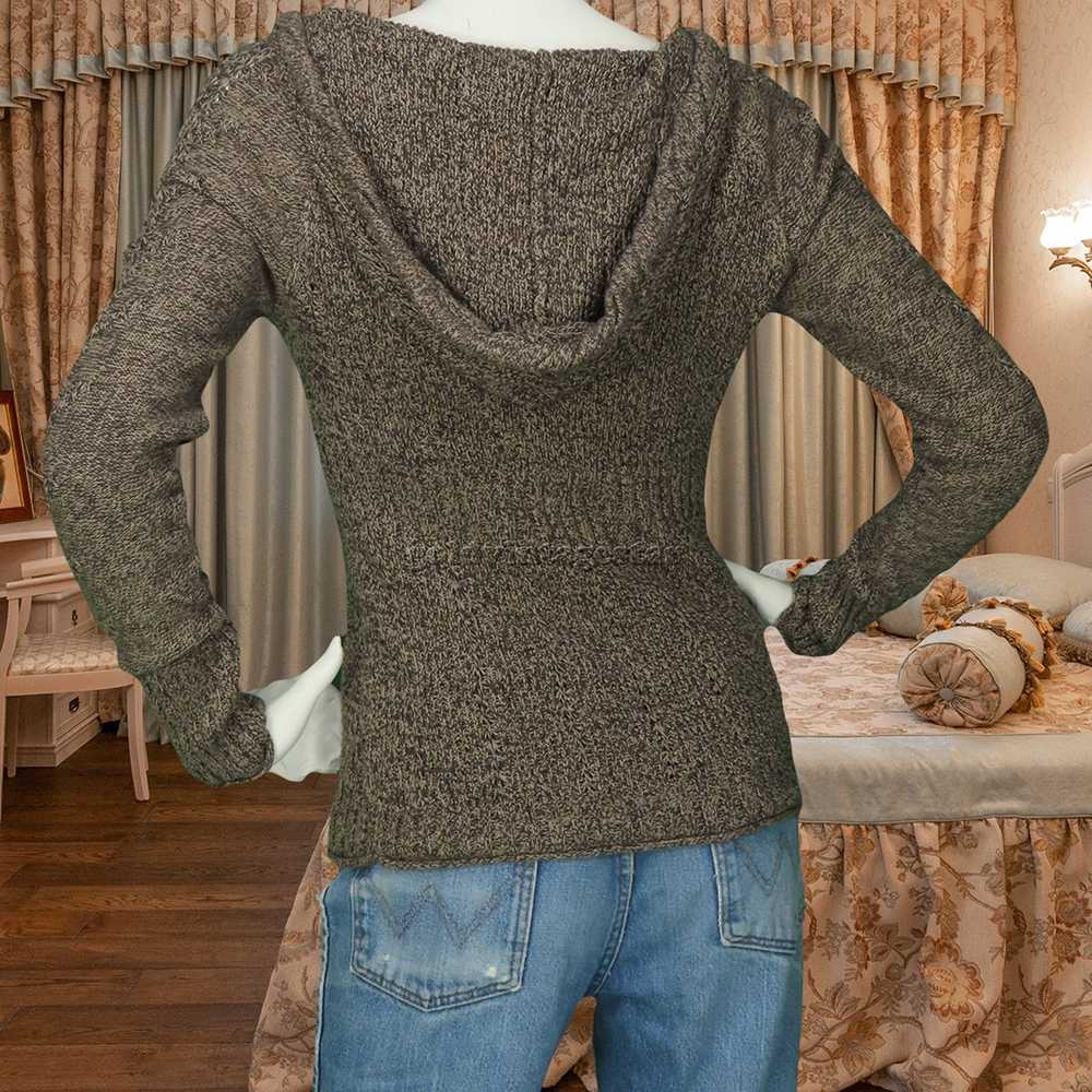 Other DKNY Heathered Gray Knit Hoodie Cozy Chic M - image 3