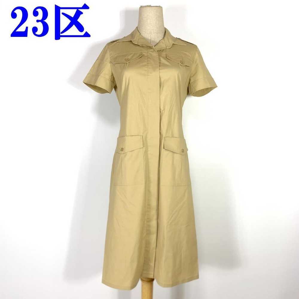 23-ku short-sleeved military shirt dress beige si… - image 1