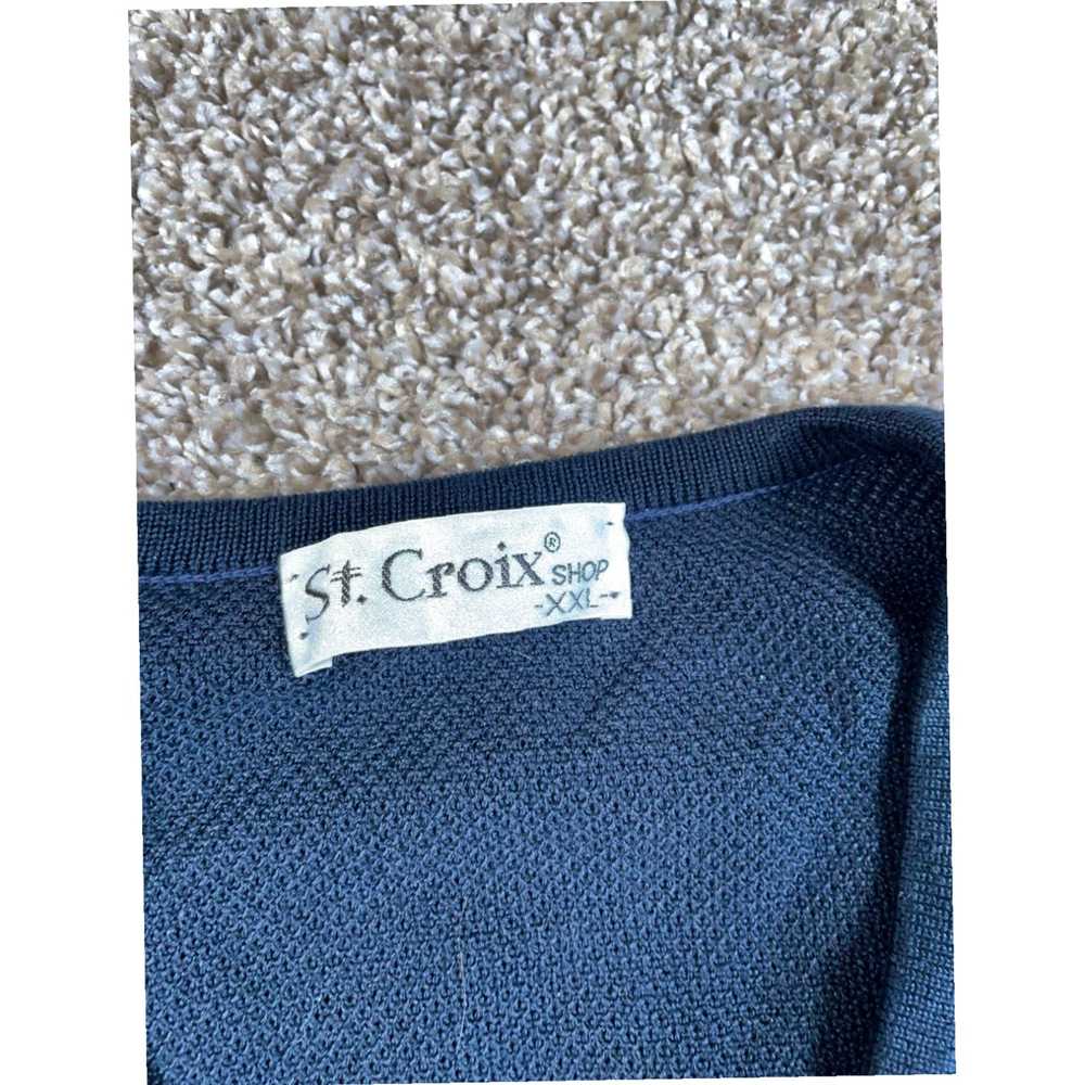 Vintage Authentic Dark Blue Cotton Knit Textured … - image 4