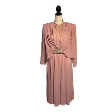 Vtg 1980s Pleated Dress Mauve Monica Richards of … - image 1