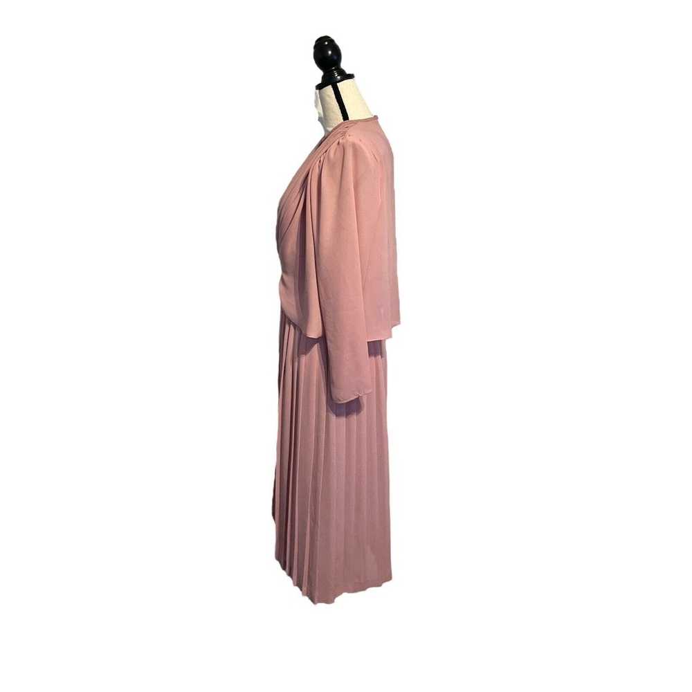 Vtg 1980s Pleated Dress Mauve Monica Richards of … - image 2