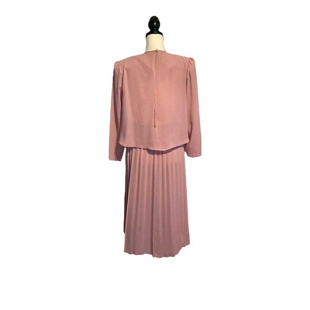 Vtg 1980s Pleated Dress Mauve Monica Richards of … - image 3