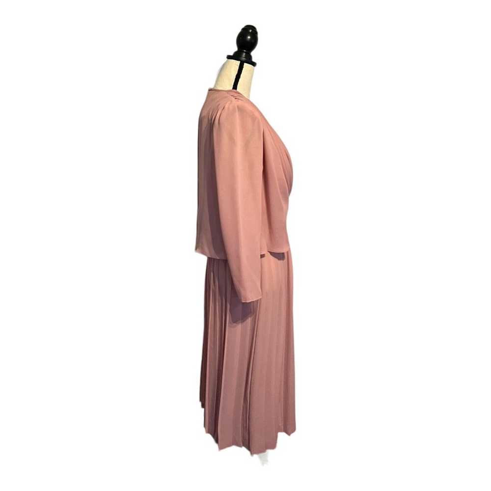 Vtg 1980s Pleated Dress Mauve Monica Richards of … - image 4