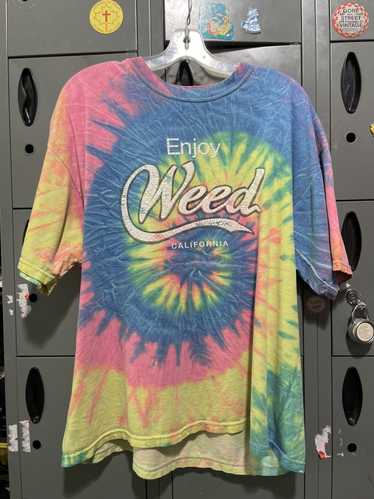 Gildan × Humor × Vintage Enjoy Weed tie dye joke t