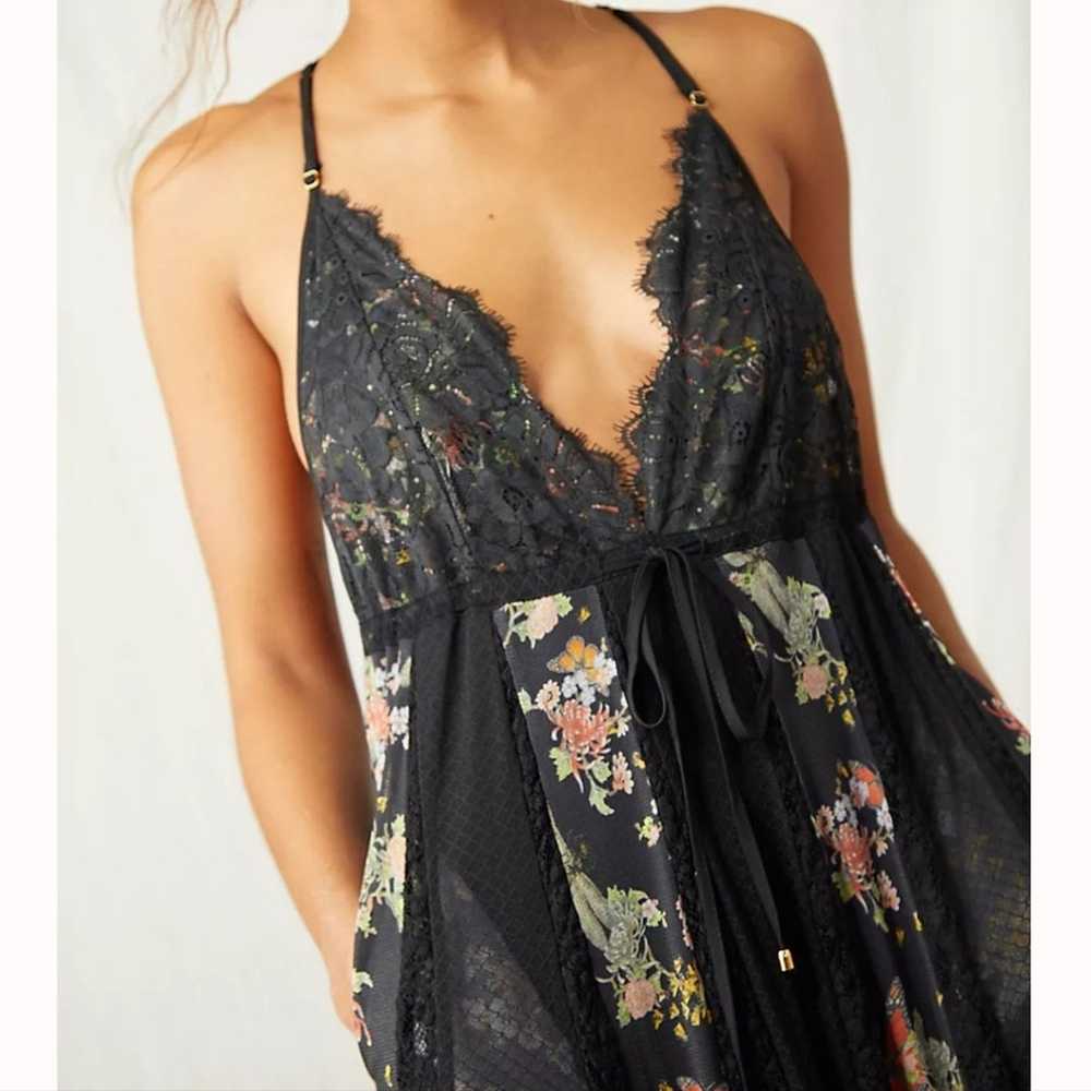 We Are Hah x Free People Black Floral Lace  Print… - image 3