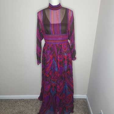 Vtg 60s Mollie Parnis Boutique New York Silk Pais… - image 1