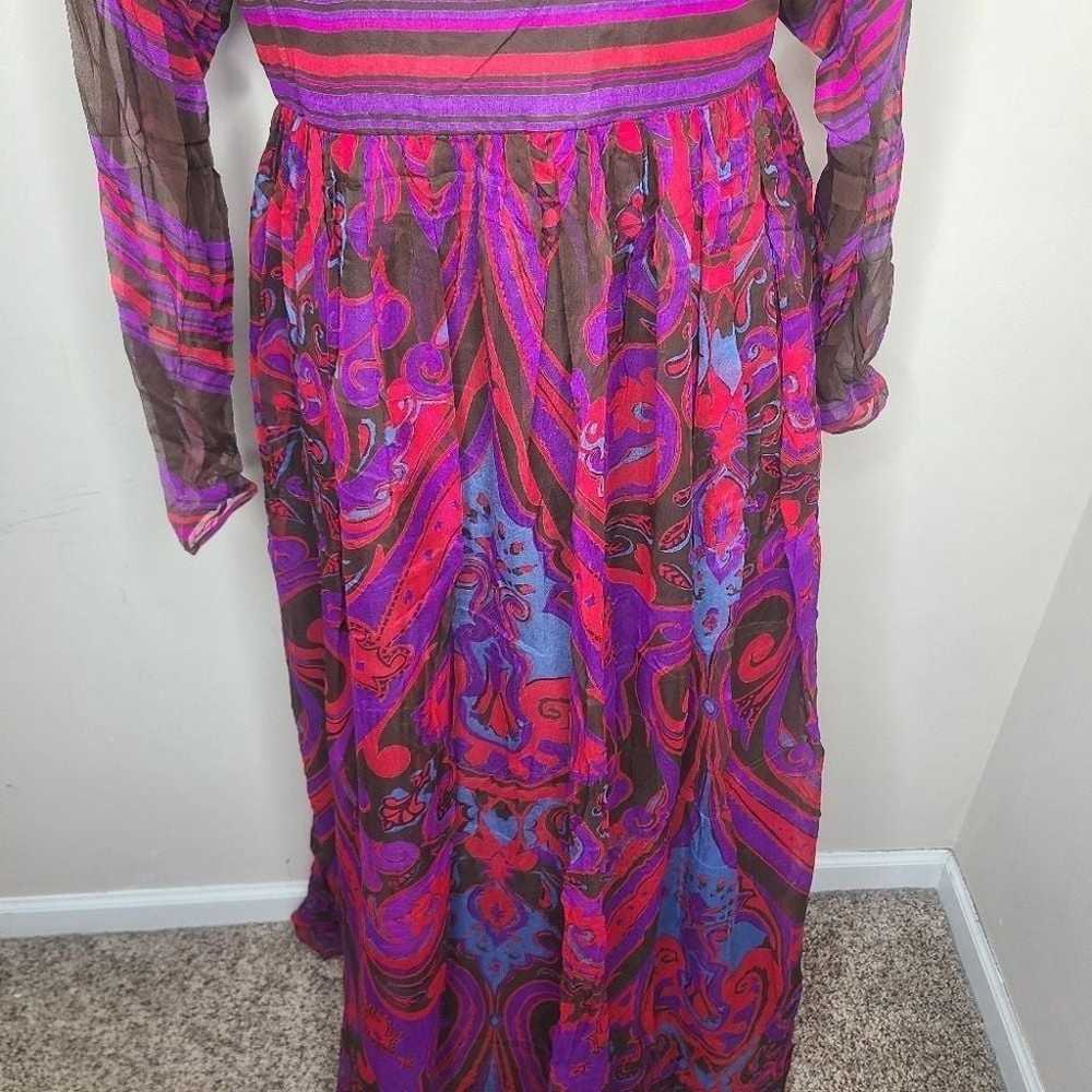 Vtg 60s Mollie Parnis Boutique New York Silk Pais… - image 3