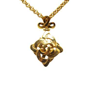 Gold Chanel Gold Plated CC Pendant Necklace