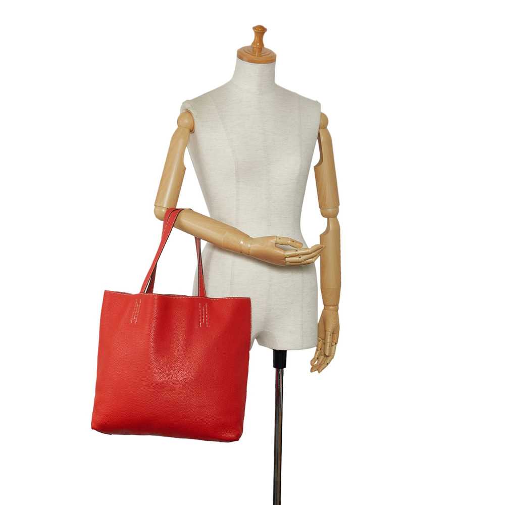 Red Hermes Clemence Double Sens 36 Tote Bag - image 8