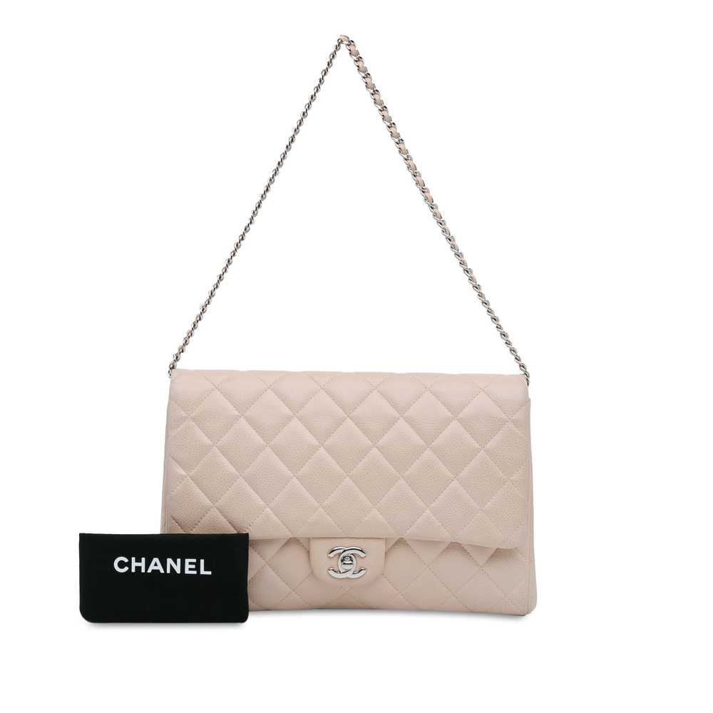 Beige Chanel Quilted Caviar Flap Clutch with Chai… - image 12