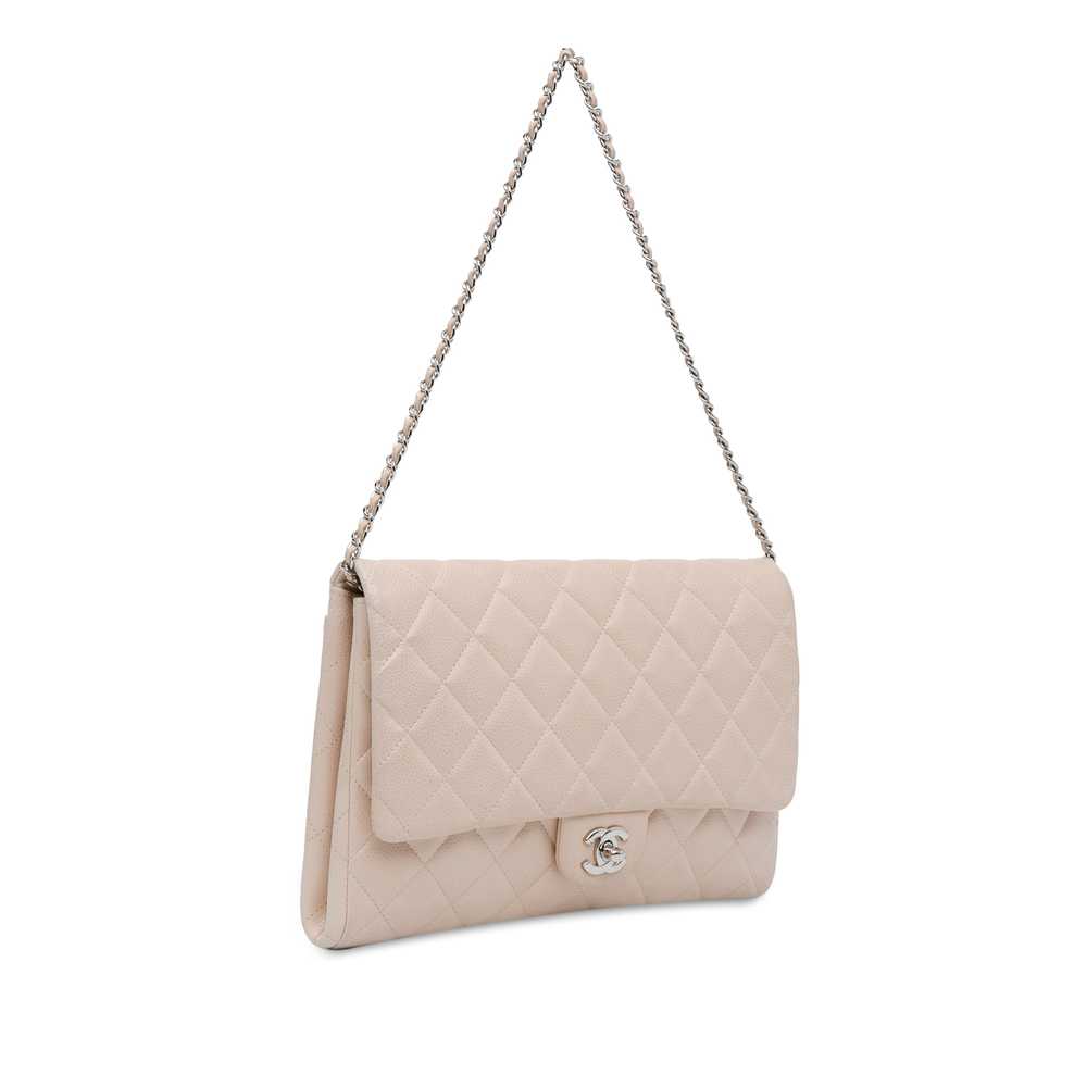 Beige Chanel Quilted Caviar Flap Clutch with Chai… - image 2