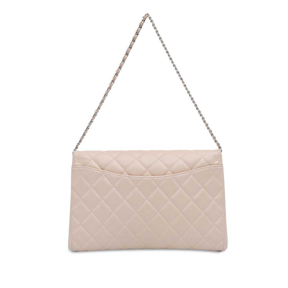 Beige Chanel Quilted Caviar Flap Clutch with Chai… - image 3