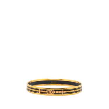 Gold Hermès Narrow Belt Motif Enamel Bangle 65 Cos