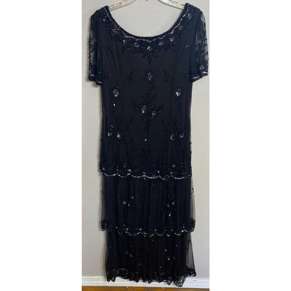 Vintage Stenay Gown Size 14 Black Dress Beaded fu… - image 7