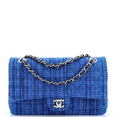 CHANEL Classic Double Flap Bag Quilted Tweed Mediu