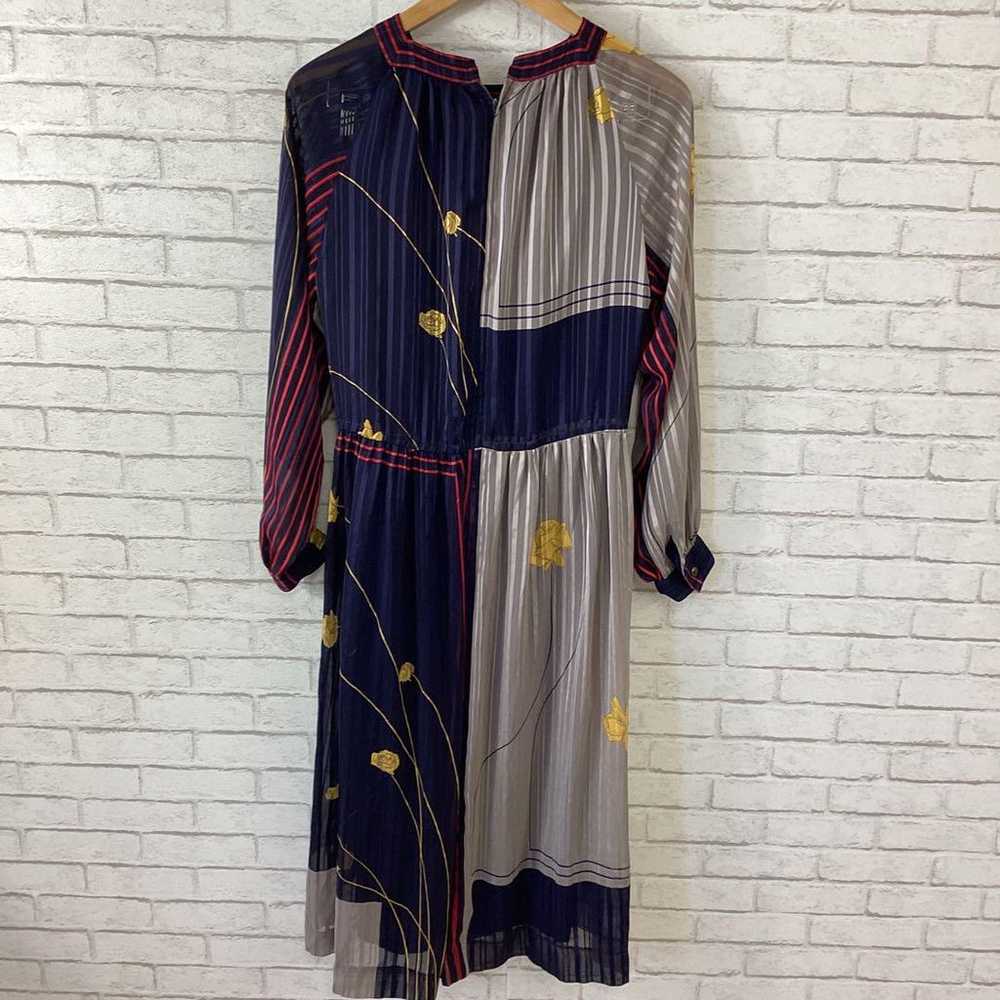 9.5 t563 LONGFAN Long One-piece Dress 13 Navy Ple… - image 2