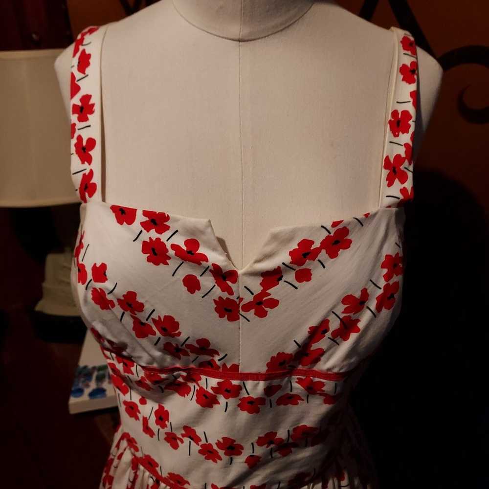 Vintage R&K Originals Red Poppy Flower White Fit … - image 2