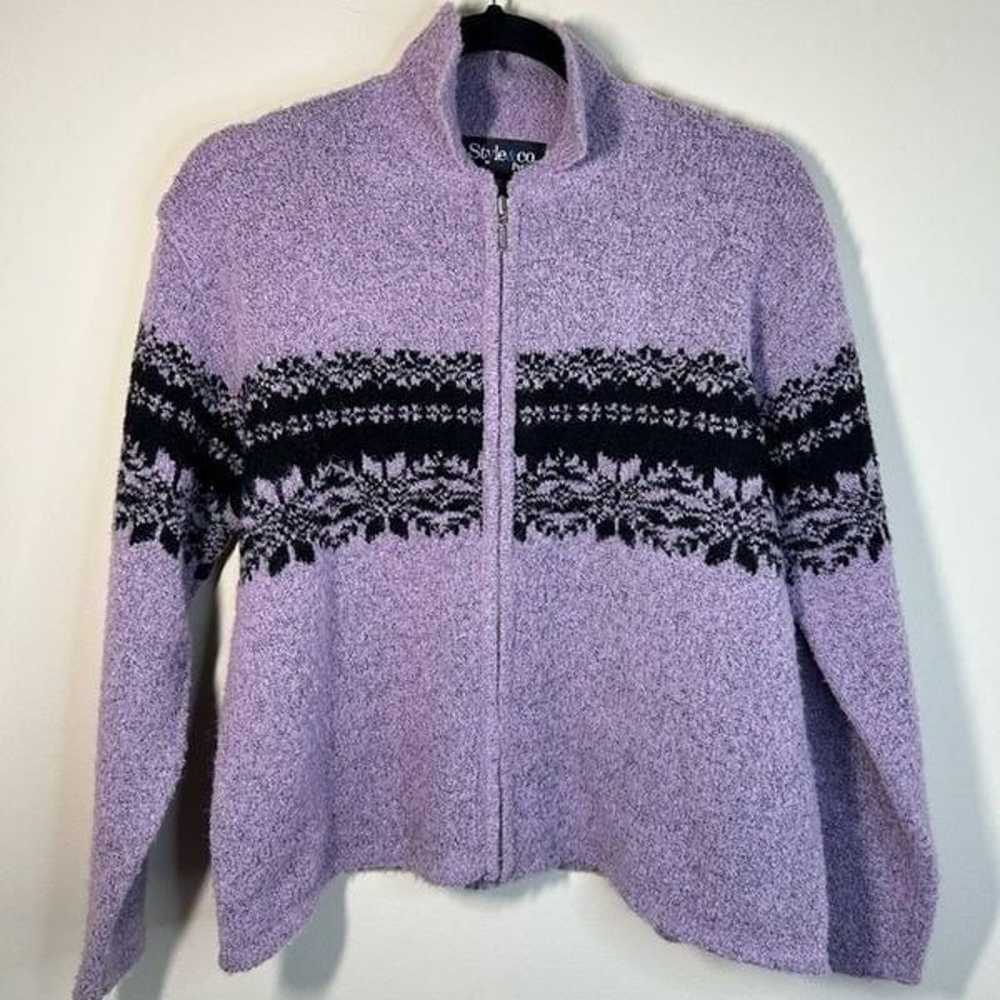 Style and Co Purple Winter Furry Zip Up Vintage S… - image 4