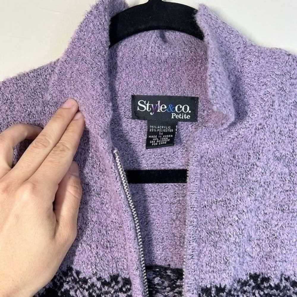 Style and Co Purple Winter Furry Zip Up Vintage S… - image 5