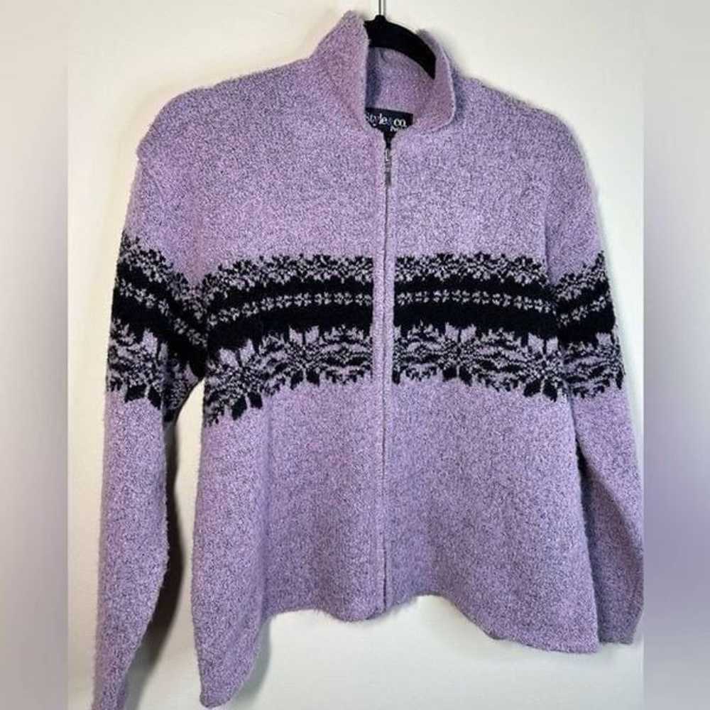 Style and Co Purple Winter Furry Zip Up Vintage S… - image 6