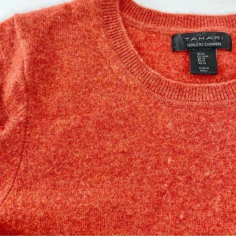 Tahari 100% Cashmere 2 Ply Crewneck Sweater Burnt… - image 9