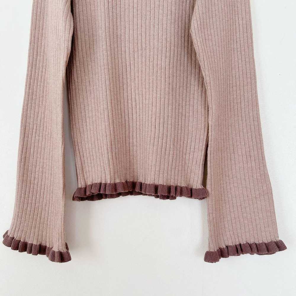 【Appregio】 Frill Knit Square Neck Pink Rib Knit - image 4