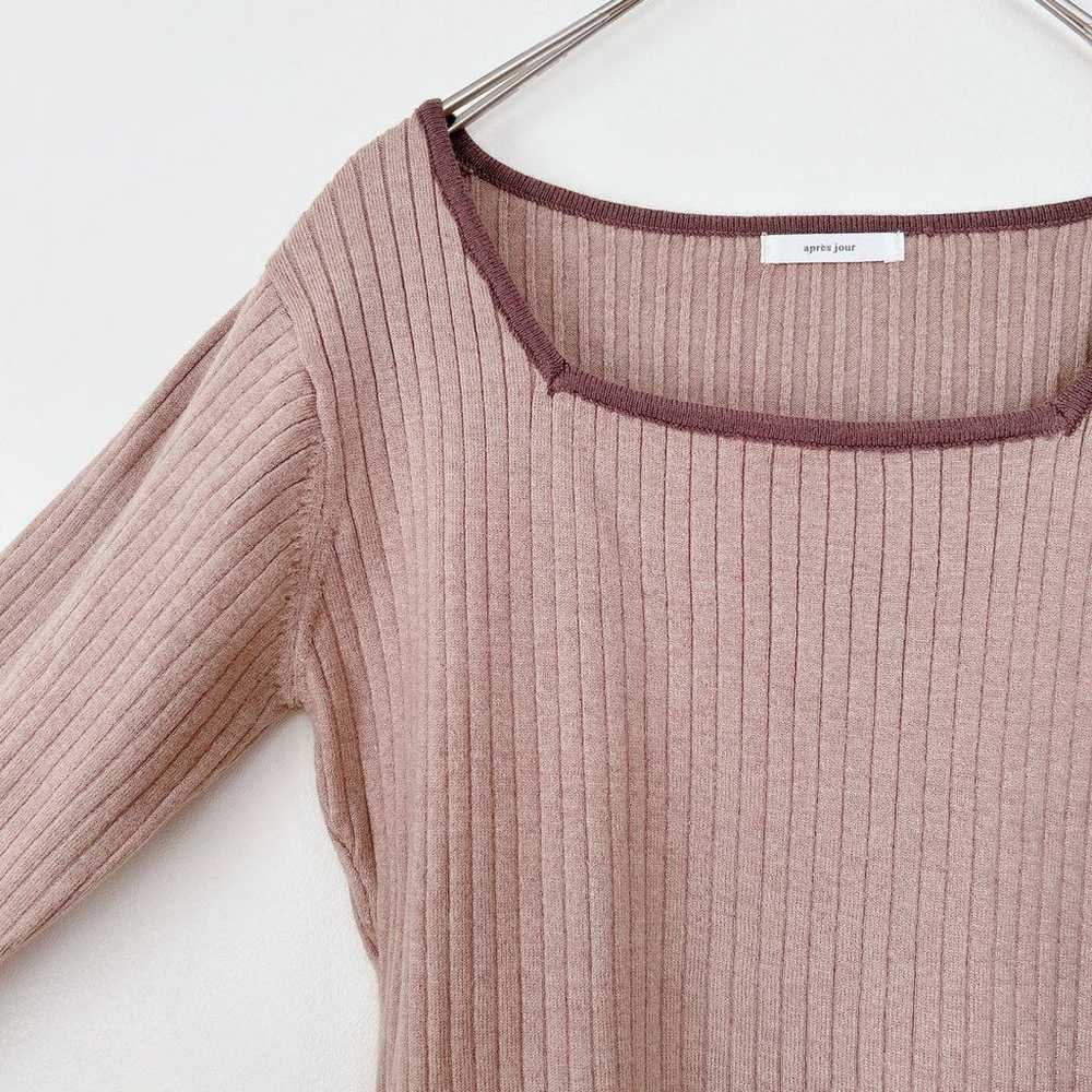 【Appregio】 Frill Knit Square Neck Pink Rib Knit - image 5