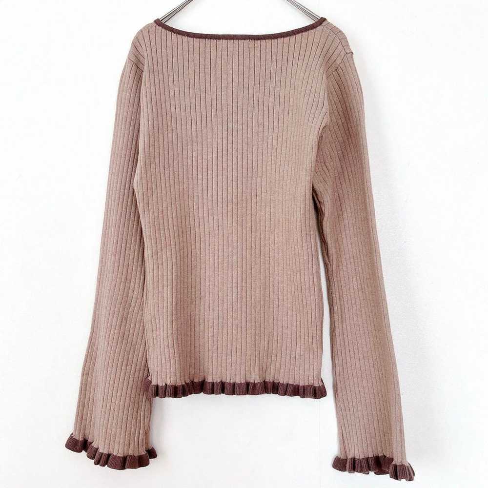 【Appregio】 Frill Knit Square Neck Pink Rib Knit - image 6