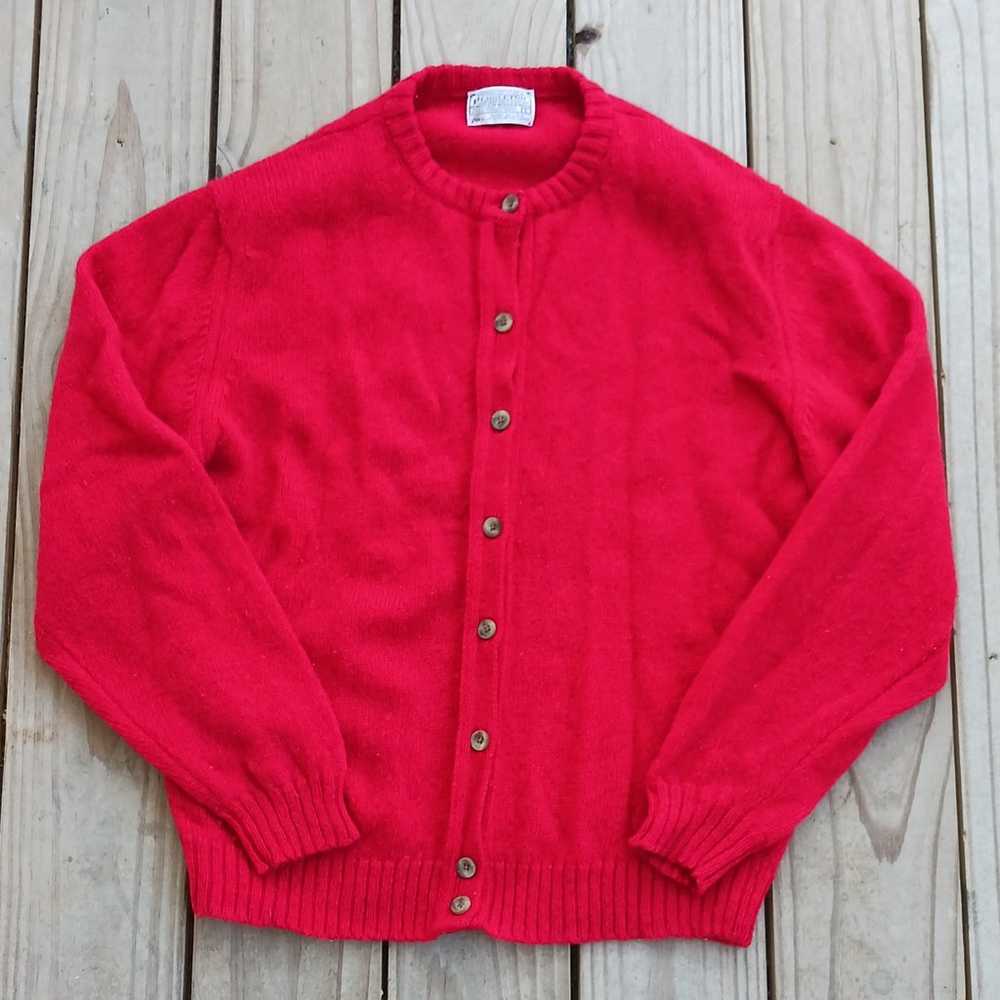 Vintage Pendleton Virgin Wool Sweater Red Cardiga… - image 1