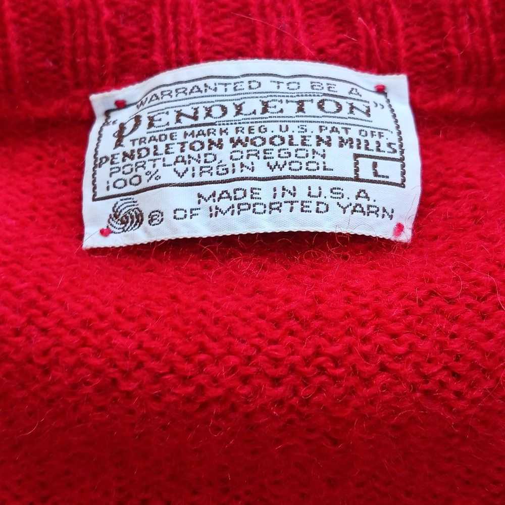 Vintage Pendleton Virgin Wool Sweater Red Cardiga… - image 3