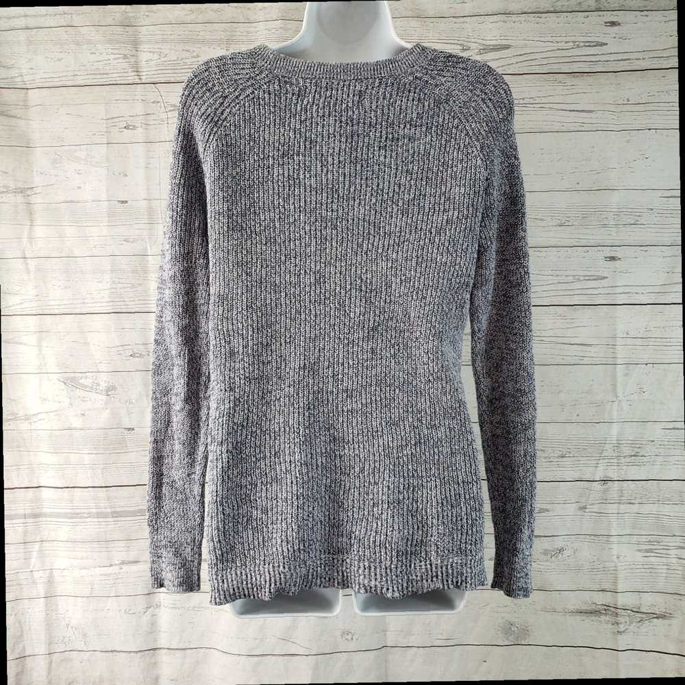 Loft Small Blue Cotton Long Sleeve Button Side Sw… - image 3