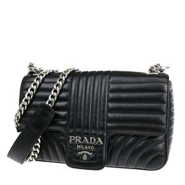 Prada Diagramme Black Leather Shoulder Bag (Pre-O… - image 1