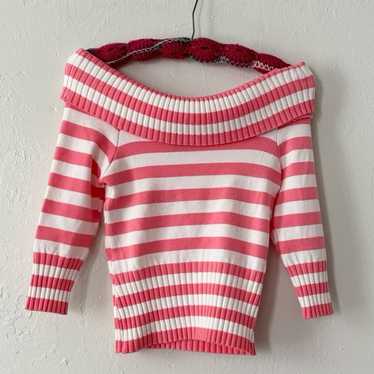 Off the Shoulder Striped Sweater