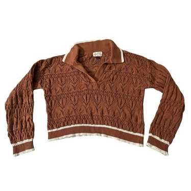 Universal Thread Knitted Sweater Rust/White Size S