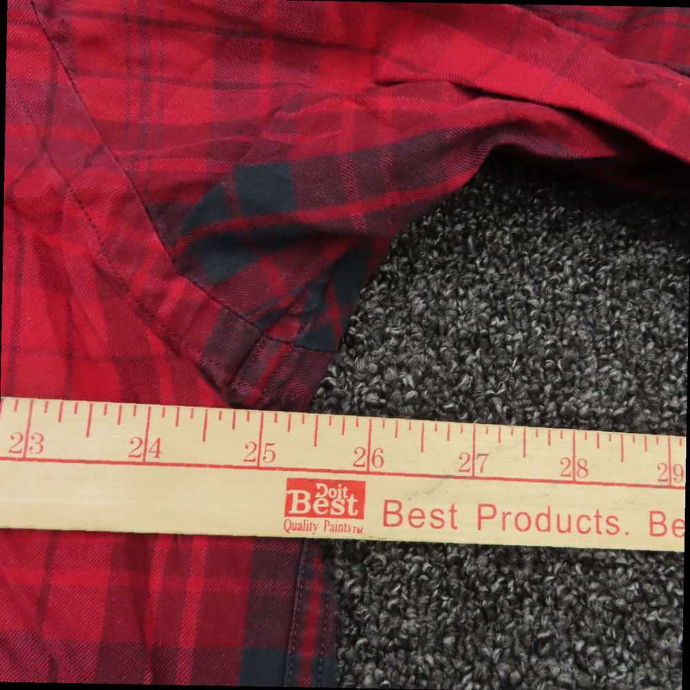 Nautica Red and Black Plaid Pattern Button Front … - image 3